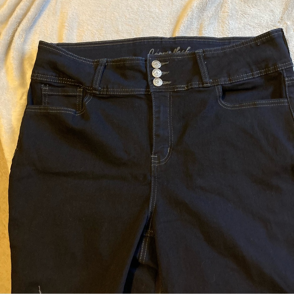 Copperflash Dark Wash High Rise Ankle Skinny Jeans in Stretch Cotton - Picture 3 of 10
